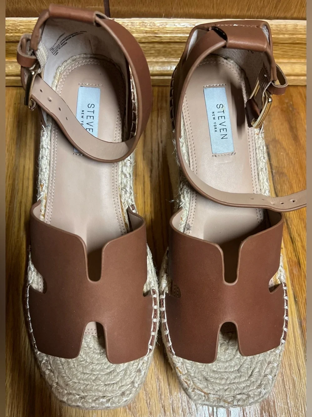 Steve Madden Brown Leather Espadrille Ankle-Strap Sandals